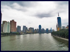 View of Yuexiu distric and Haizhu district in central Guangzhou from a bridge above Pearl River.